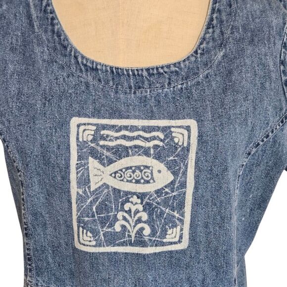 Studio East Vintage Blue Denim Graphic Maxi Dress - Picture 2 of 6